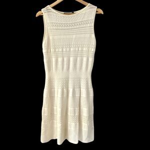 Lauren‎ Ralph Lauren Cream Knit Sleeveless Cotton Blend Midi Dress Size M